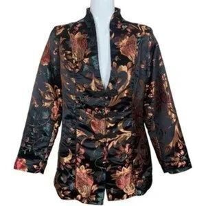 Soft Surroundings Size M Moon Dynasty Kimono Jacket Metallic Floral Brocade